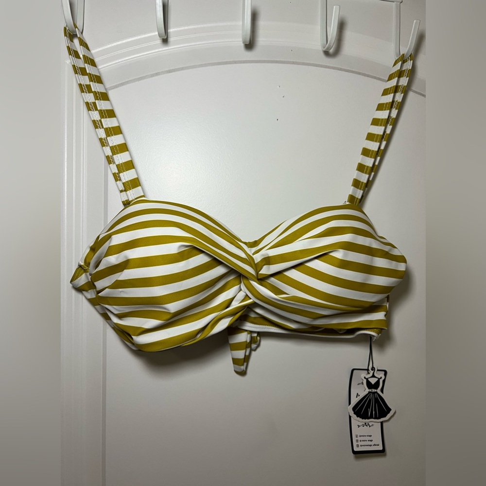 New RETRO STAGE 1940S STRIPED COLORBLOCK VINTAGE STYLE BIKINI TOP size XXL/14‎